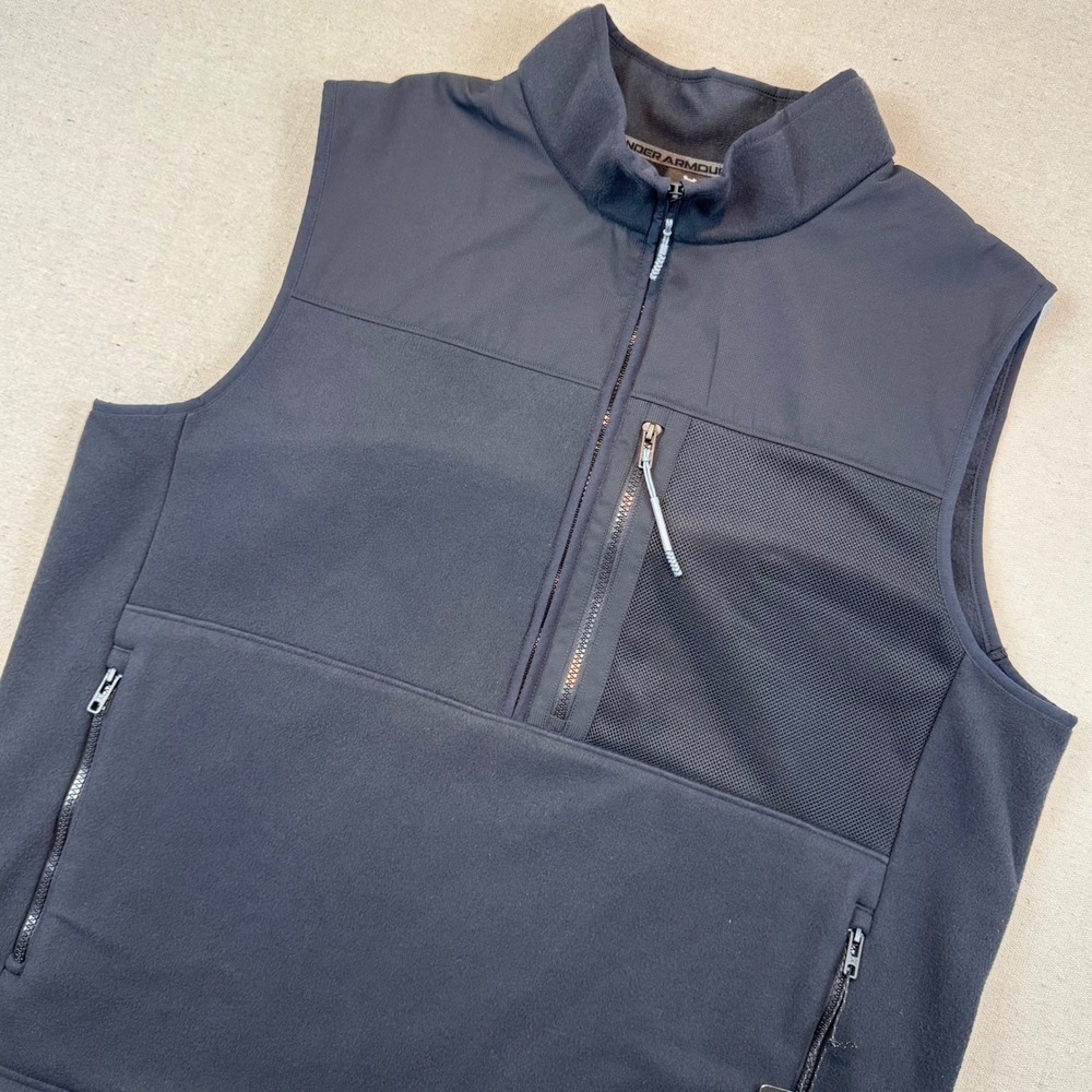 Under Armour 2XL Microfleece Maxx Vest Mens Black 1/4 Zip 1379918 NWT